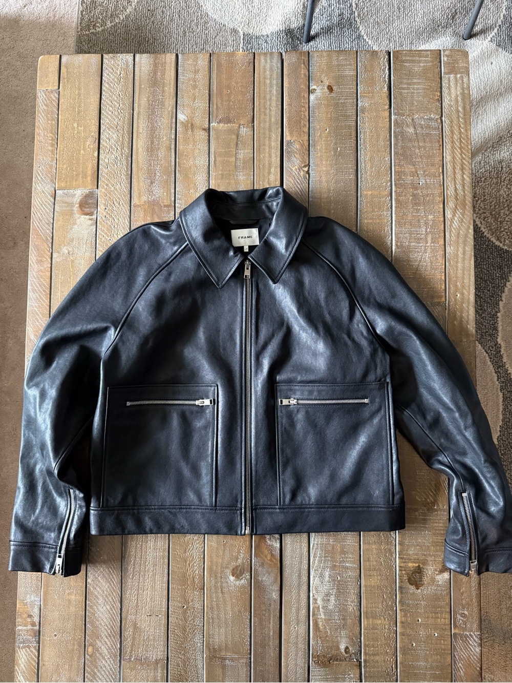 FRAME The Leather Zip-Front Jacket